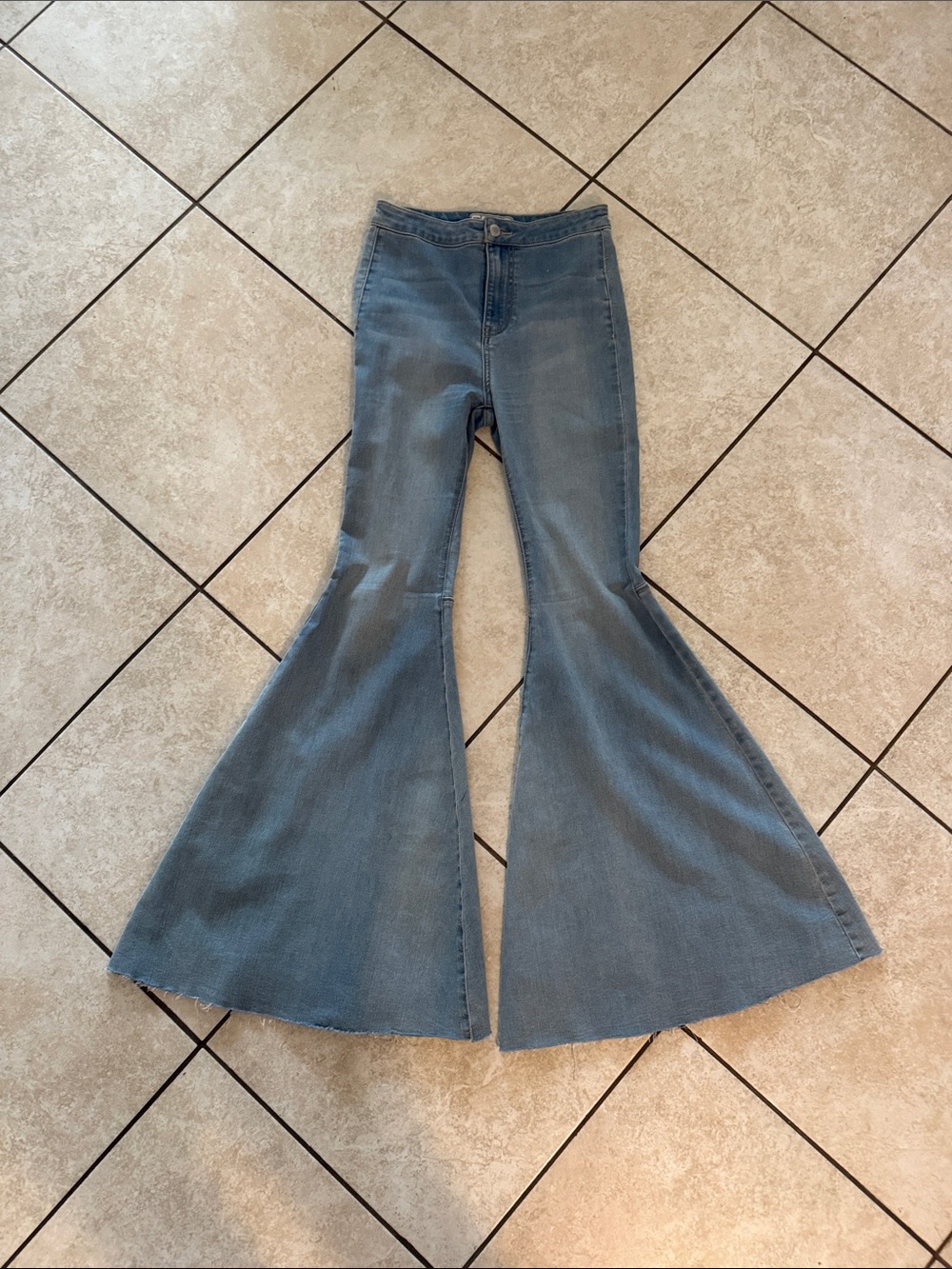 Free People Vintage Light Blue Wide-Leg Flare Jeans